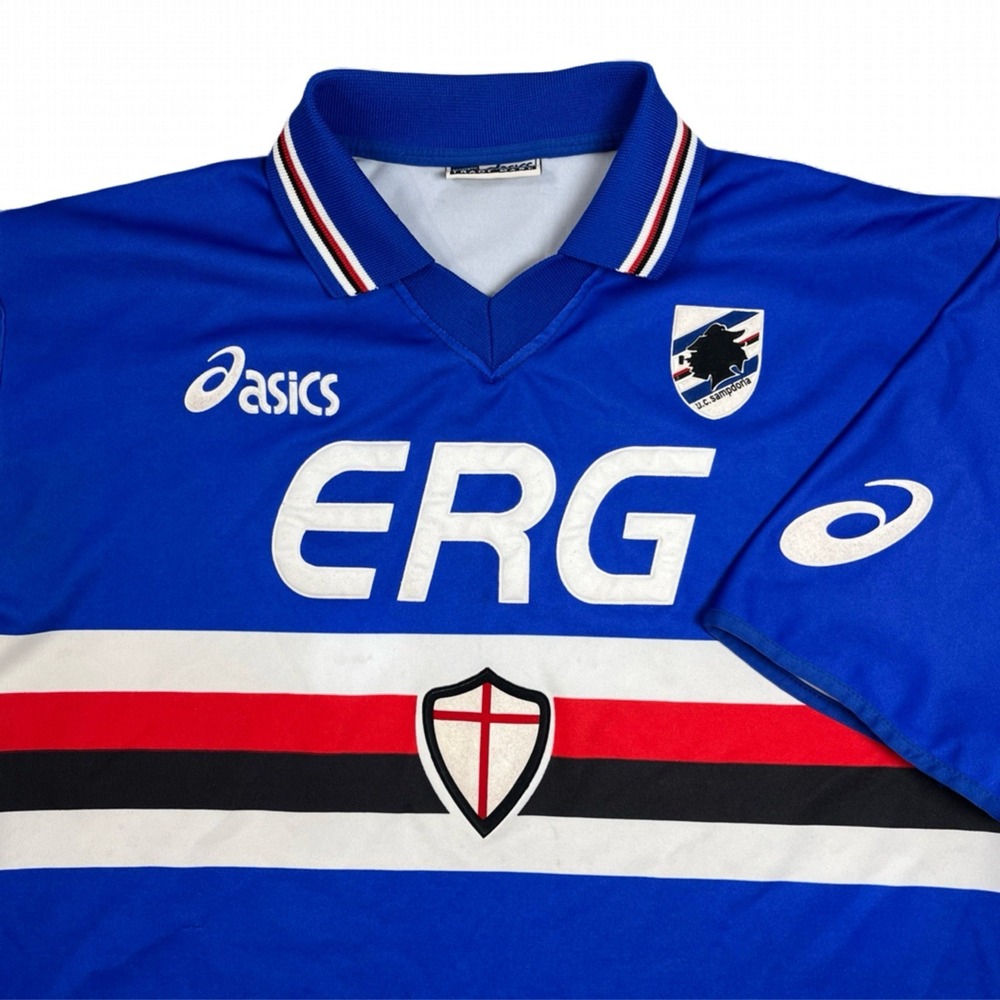 Vintage Asics Sampdoria Home Shirt L 1990s Lore Fede Polo Football Jersey Italy
